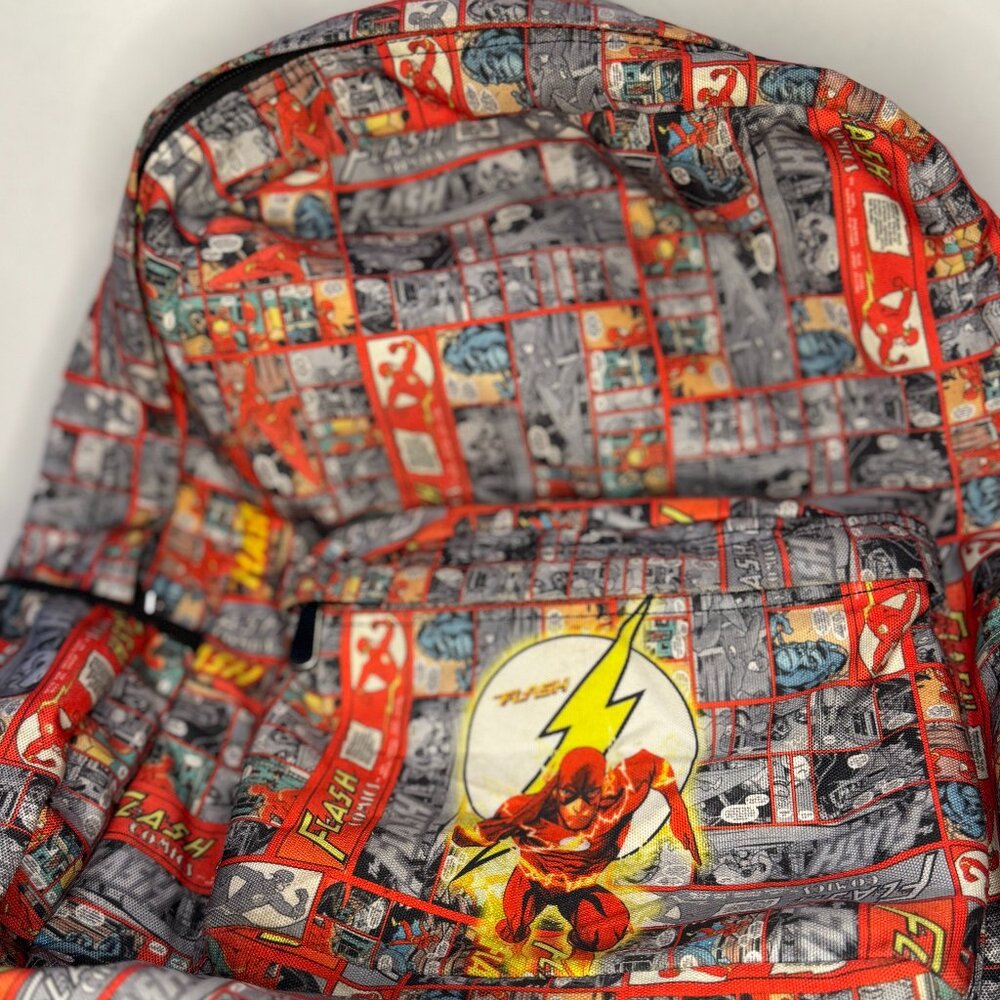 Dc Comics The Flash Backpack Comic Print Red Gray… - image 1